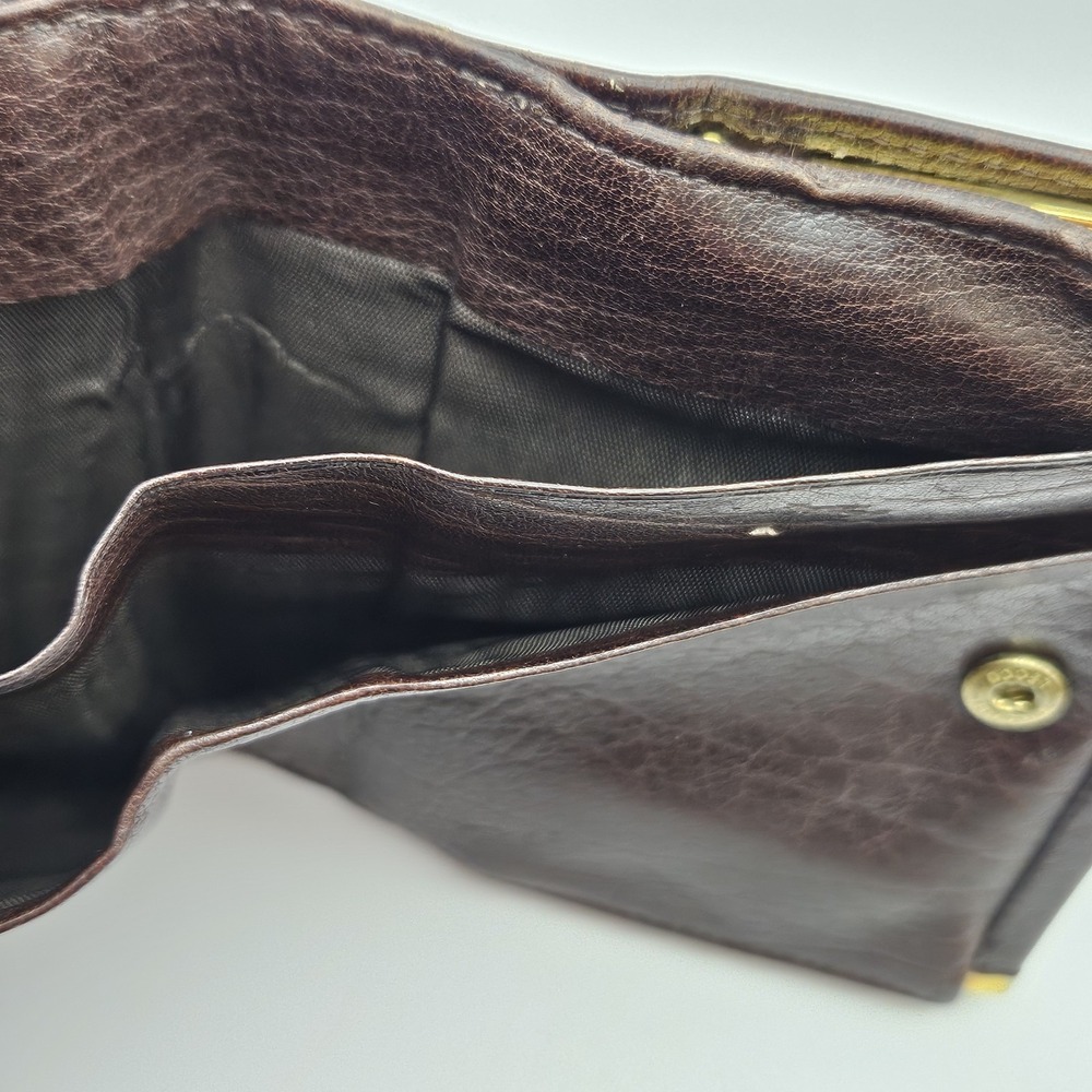 L.S. Ayres Women's‎ Unisex Wallet Brown Leather Vintage Made in Italy Kiss Lock - Picture 10 of 13
